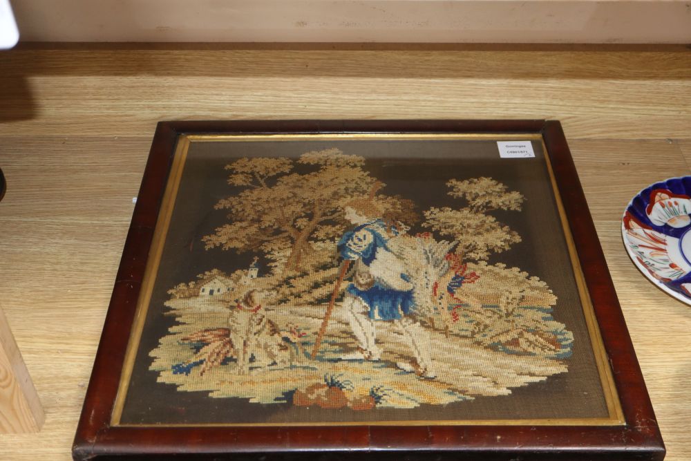 A Berlin needlework and a sampler, 44 x 39.5cm